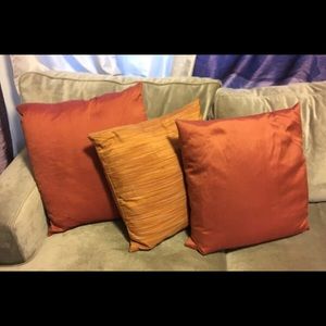 Burnt Orange Silk Decorative Pillows